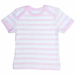 Canboli Organik Bebek Kısa Kollu T-shirt  Çizgili Açık Pembe  0-3 Ay 