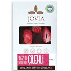 Jovia Organik Bitter Çikolata  Tane Çilekli %70 Kakao  85g