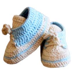 Organic Bonny Baby Organik El Yapımı Bağcıklı Patik  0-6 Ay  Mavi 