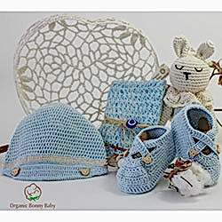 Organic Bonny Baby Organik El Yapımı Hediye Seti  Mavi 