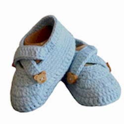 Organic Bonny Baby Organik El Yapımı Patik  6-12 Ay  Mavi 