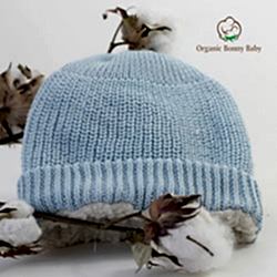 Organic Bonny Baby Organik El Yapımı Şapka  0-2 Yaş  Mavi 