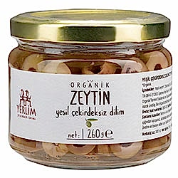 Yerlim Organik Çekirdeksiz Dilim Yeşil Zeytin 260g